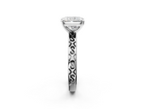 White gold Radiant Solitaire Engagement Ring with Scrollwork Band and Four-Prong Setting_160