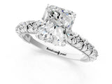 White gold Radiant Solitaire Floral Milgrain Engagement Ring_31