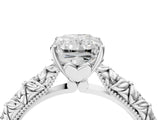 White gold Radiant Solitaire Floral Milgrain Engagement Ring_35