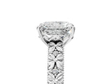 White gold Radiant Solitaire Floral Milgrain Engagement Ring_36