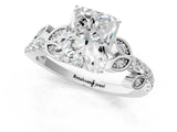White gold Radiant Solitaire Leaf-Inspired Diamond Ring with Pavé Band and Four-Prong Setting_5
