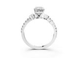 White gold Radiant Solitaire Leaf-Inspired Diamond Ring with Pavé Band and Four-Prong Setting_7