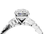 White gold Radiant Solitaire Leaf-Inspired Diamond Ring with Pavé Band and Four-Prong Setting_8