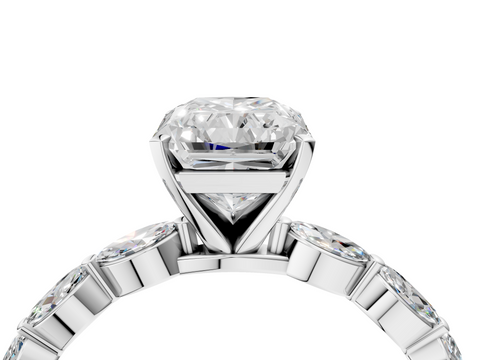 White gold Radiant Solitaire Marquise Side Stone Prong Setting Ring_98