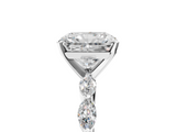 Platinum 7.03 Carat F VVS2 Radiant Diamond Ring with Marquise Side Stones and Prong Setting