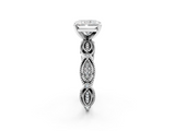 White gold Radiant Solitaire Milgrain Diamond Engagement Ring with Bezel and Marquise Band_150