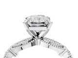 White gold Radiant Solitaire Milgrain Diamond Engagement Ring with Bezel and Marquise Band_152