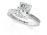 White gold Radiant Solitaire Milgrain Engraved Band with Four-Prong Setting_13