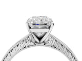 White gold Radiant Solitaire Milgrain Engraved Band with Four-Prong Setting_16