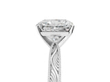 White gold Radiant Solitaire Milgrain Engraved Band with Four-Prong Setting_17
