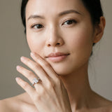 White gold Radiant Solitaire Milgrain Engraved Band with Four-Prong Setting_5
