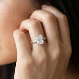 White gold Radiant Solitaire Milgrain Engraved Band with Four-Prong Setting_6