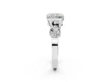 White gold Radiant Solitaire Milgrain Leaf Band with Prong Setting_13