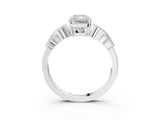 White gold Radiant Solitaire Milgrain Leaf Band with Prong Setting_14