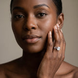 White gold Radiant Solitaire Milgrain Leaf Band with Prong Setting_4