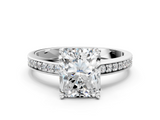 White gold Radiant Solitaire Pavé Band Prong Setting Ring_20
