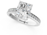 White gold Radiant Solitaire Pavé Band Prong Setting Ring_21