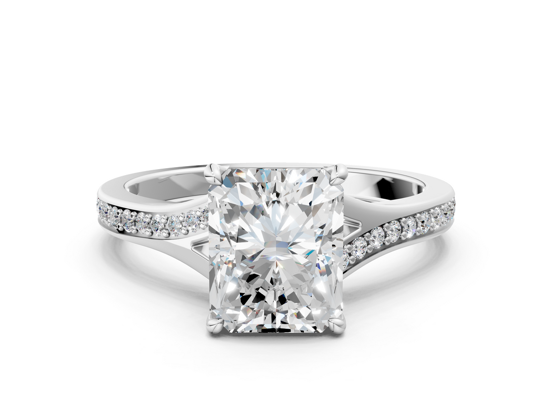 White gold Radiant Solitaire Pavé Band with Four-Prong Setting_44