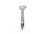 White gold Radiant Solitaire Pavé Diamond Engagement Ring with Four-Prong Setting_162