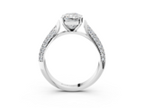 White gold Radiant Solitaire Pavé Diamond Engagement Ring with Four-Prong Setting_163