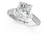 White gold Radiant Solitaire Pavé Diamond Engagement Ring with Four-Prong Setting_164