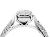 White gold Radiant Solitaire Pavé Diamond Engagement Ring with Four-Prong Setting_167