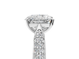 White gold Radiant Solitaire Pavé Diamond Engagement Ring with Four-Prong Setting_168