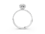White gold Radiant Solitaire Pavé Diamond Engagement Ring with Four-Prong Setting_30
