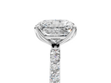 White gold Radiant Solitaire Pavé Diamond Engagement Ring with Four-Prong Setting_36