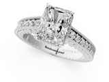 White gold Radiant Solitaire Pavé Diamond Milgrain Engagement Ring with Four-Prong Setting_22