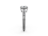 White gold Radiant Solitaire Pavé Diamond Milgrain Engagement Ring with Four-Prong Setting_23