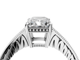 White gold Radiant Solitaire Pavé Diamond Milgrain Engagement Ring with Four-Prong Setting_25