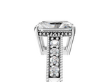 White gold Radiant Solitaire Pavé Diamond Milgrain Engagement Ring with Four-Prong Setting_26