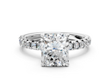 White gold Radiant Solitaire Pave Diamond Engagement Ring with Four-Prong Setting_270