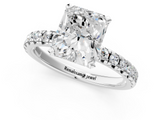 White gold Radiant Solitaire Pave Diamond Engagement Ring with Four-Prong Setting_271