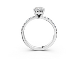 White gold Radiant Solitaire Pave Diamond Engagement Ring with Four-Prong Setting_273