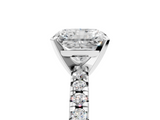 White gold Radiant Solitaire Pave Diamond Engagement Ring with Four-Prong Setting_275