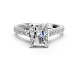 White gold Radiant Solitaire Pave Diamond Engagement Ring with Prong Setting_55