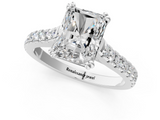 White gold Radiant Solitaire Pave Diamond Engagement Ring with Prong Setting_56