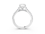 White gold Radiant Solitaire Pave Diamond Engagement Ring with Prong Setting_58
