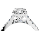 White gold Radiant Solitaire Pave Diamond Engagement Ring with Prong Setting_59
