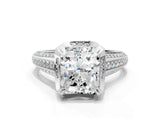 White gold Radiant Solitaire Pave Split Shank Ring with Four-Prong Setting_87