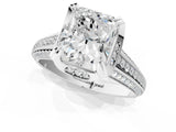 White gold Radiant Solitaire Pave Split Shank Ring with Four-Prong Setting_88