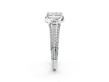 White gold Radiant Solitaire Pave Split Shank Ring with Four-Prong Setting_89