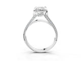 White gold Radiant Solitaire Pave Split Shank Ring with Four-Prong Setting_90