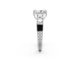 White gold Radiant Solitaire Princess Side Stone Engraved Band Prong Setting Ring_5