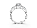 White gold Radiant Solitaire Princess Side Stone Engraved Band Prong Setting Ring_6