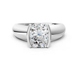 White gold Radiant Solitaire Tension Set Diamond Ring with Wide Band_35