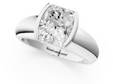 White gold Radiant Solitaire Tension Set Diamond Ring with Wide Band_38