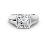 Silver 1.53 Carat F VVS2 Radiant Solitaire Tension Set Diamond Ring